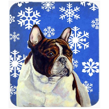 CAROLINES TREASURES French Bulldog Winter Snowflakes Holiday Mouse Pad- Hot Pad Or Trivet LH9292MP